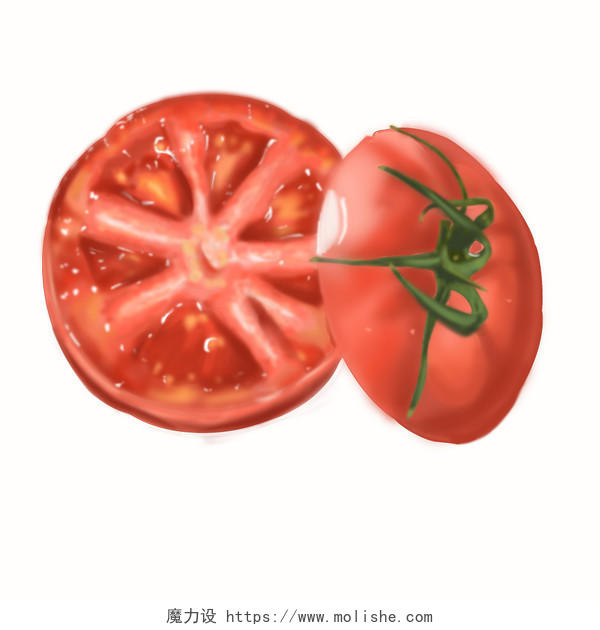 微立体食物鲜嫩多汁的西红柿电商插画素材png
